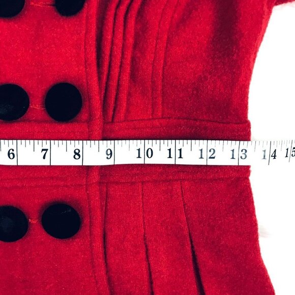 Qton Los Angeles Red Wool Blend Velvet Trim Blazer Size Small - Picture 11 of 12